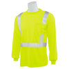 Erb Safety Birdseye T-shirt, Long Slv, Hi-Viz, Lime, 6X 64064